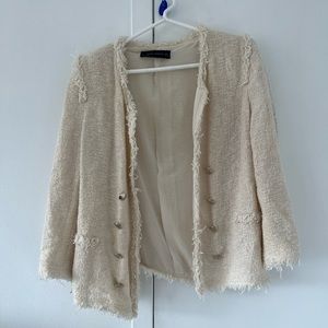 Zara cream tweed blazer
